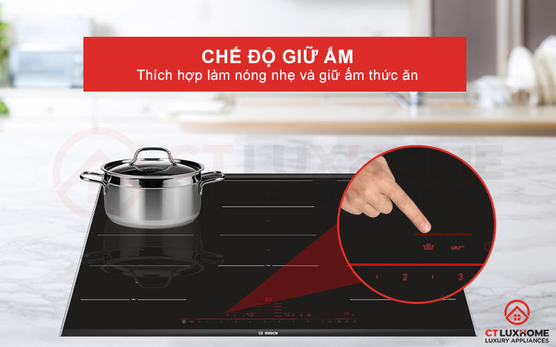 Chế độ giữ ấm tiện lợi khi hâm nóng đồ ăn trên bếp.