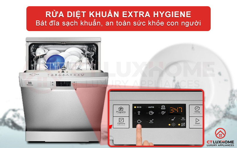 Rửa diệt khuẩn bát đĩa, bảo vệ sức khỏe với chức năng Hygiene Plus
