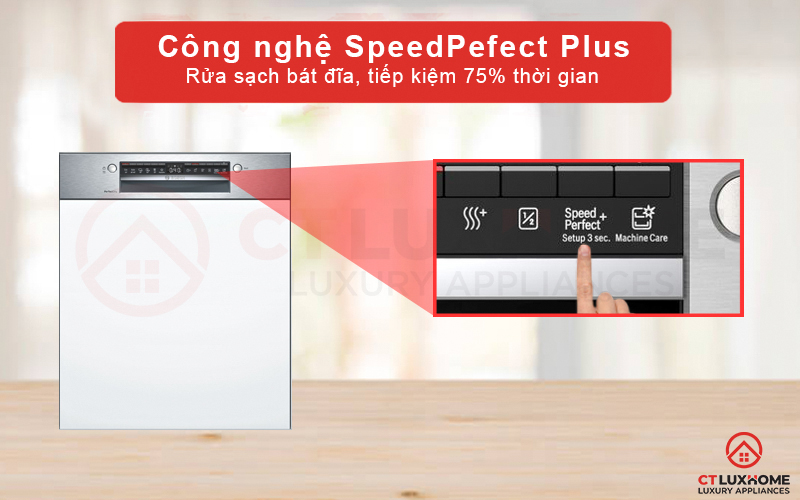 Máy rửa bát Bosch SMI6ZCS07E rửa nhanh hơn với công nghệ Speedperfect Plus