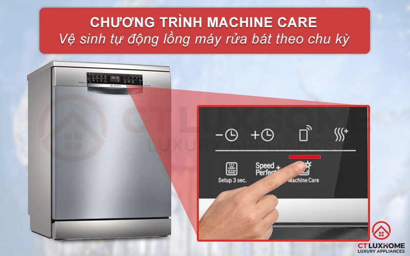 Lựa chọn Machine Care để vệ sinh máy rửa bát Bosch SMS6ZCI42E tự động.