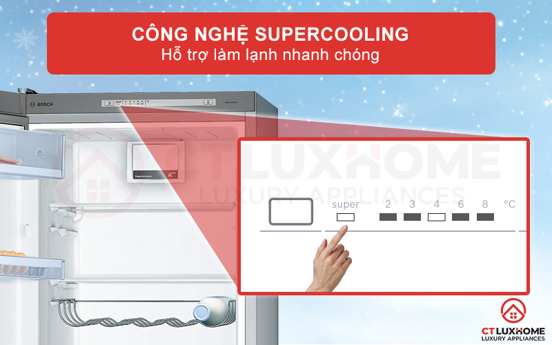 Công nghệ Super Cooling giúp hỗ trợ làm lạnh một cách nhanh chóng