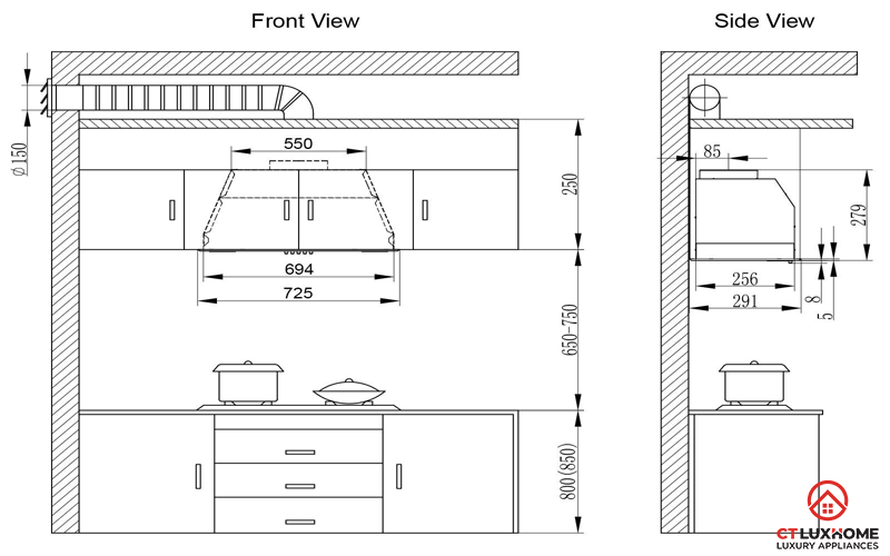 [TƯ VẤN] KÍCH THƯỚC MÁY HÚT MÙI 700 PHỔ BIẾN TRÊN THỊ TRƯỜNG 10
