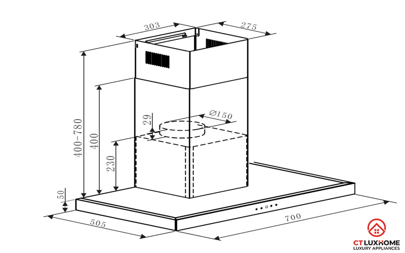 [TƯ VẤN] KÍCH THƯỚC MÁY HÚT MÙI 700 PHỔ BIẾN TRÊN THỊ TRƯỜNG 6