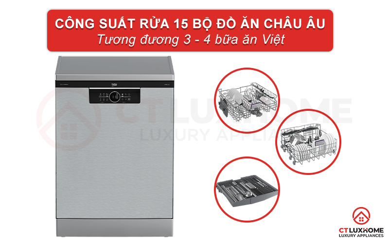 MÁY RỬA CHÉN ĐỘC LẬP BEKO BDFN26560XC - 15 BỘ SẤY HÉ CỬA 2