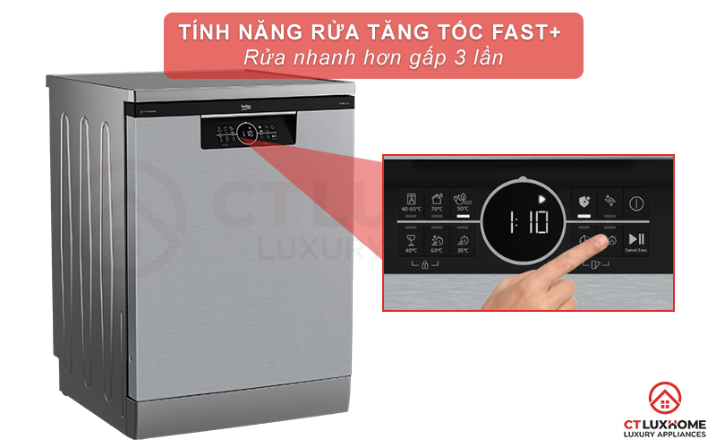 MÁY RỬA CHÉN ĐỘC LẬP BEKO BDFN26560XC - 15 BỘ SẤY HÉ CỬA 8