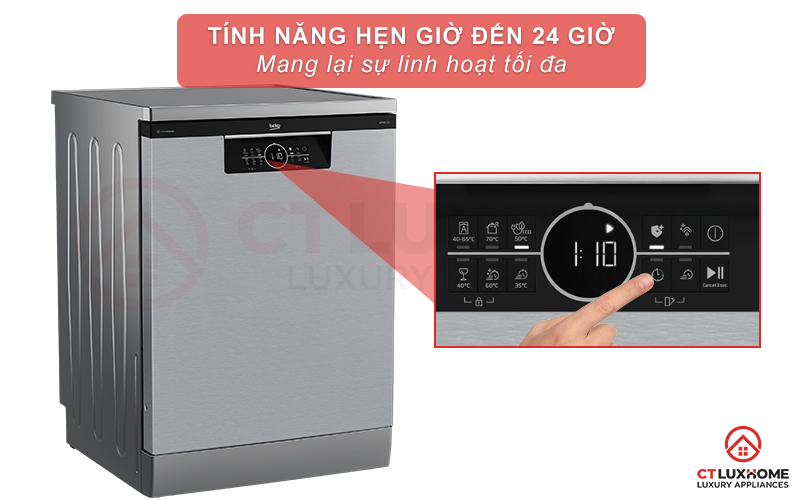 MÁY RỬA CHÉN ĐỘC LẬP BEKO BDFN26560XC - 15 BỘ SẤY HÉ CỬA 7