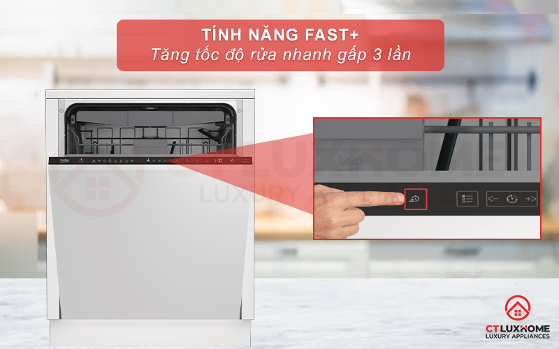 MÁY RỬA BÁT ÂM TỦ BEKO BDIN38643C - 16 BỘ SẤY HÉ CỬA 10