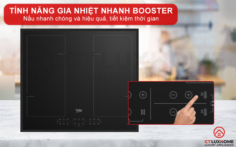 BẾP TỪ ÂM 4 VÙNG NẤU LINH HOẠT BEKO HII64205F2MT 7200W 7