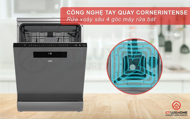 MÁY RỬA CHÉN ĐỘC LẬP BEKO DEN48520XAD - 15 BỘ TỰ ĐỘNG PHÂN BỔ NƯỚC GIẶT 10