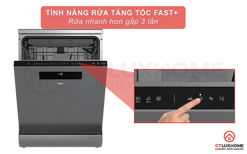 MÁY RỬA CHÉN ĐỘC LẬP BEKO DEN48520XAD - 15 BỘ TỰ ĐỘNG PHÂN BỔ NƯỚC GIẶT 5