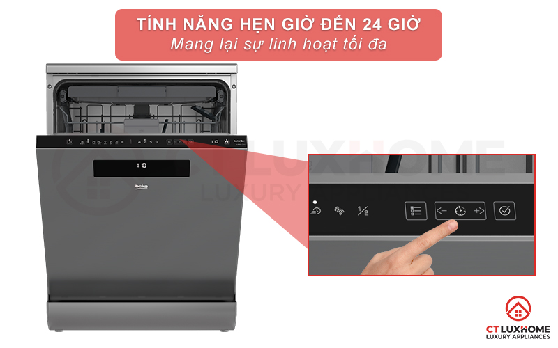 MÁY RỬA CHÉN ĐỘC LẬP BEKO DEN48520XAD - 15 BỘ TỰ ĐỘNG PHÂN BỔ NƯỚC GIẶT 9