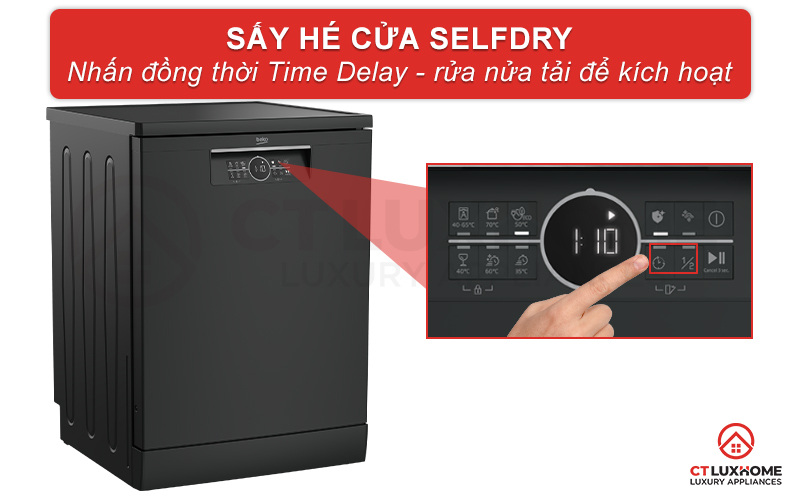 MÁY RỬA CHÉN ĐỘC LẬP BEKO BDFN26430A MÀU ĐEN 14 BỘ SẤY HÉ CỬA 6