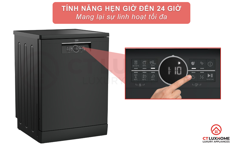 MÁY RỬA CHÉN ĐỘC LẬP BEKO BDFN26430A MÀU ĐEN 14 BỘ SẤY HÉ CỬA 7