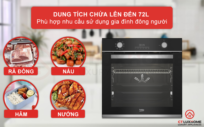 LÒ NƯỚNG ÂM TỦ BEKO BBIM13300XPSE 72 LÍT NGANG 60CM 2