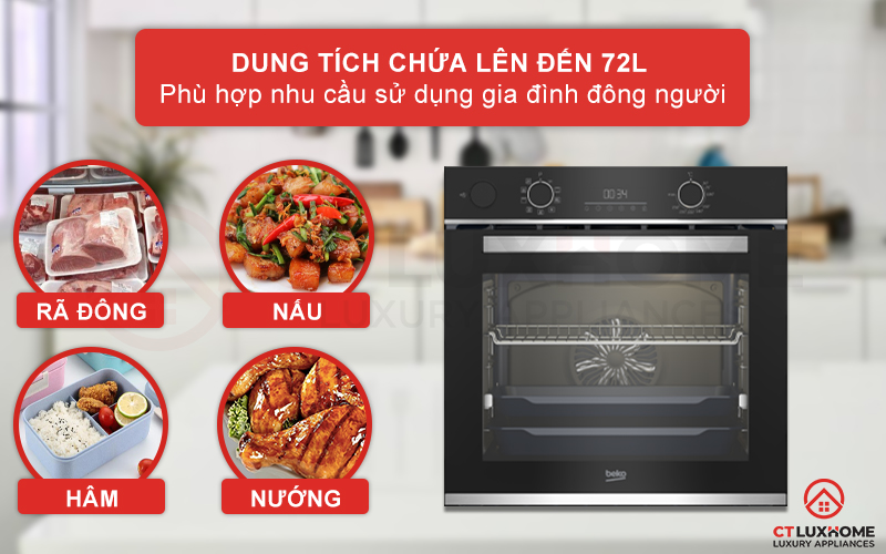 LÒ NƯỚNG TÍCH HỢP HƠI NƯỚC BEKO BBIS13300XMSE 72 LÍT NGANG 60CM 2