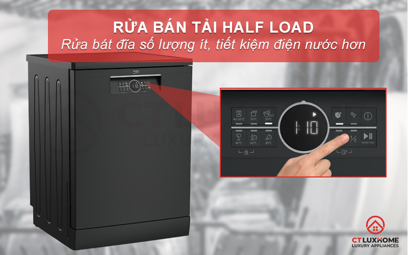 MÁY RỬA CHÉN ĐỘC LẬP BEKO BDFN26430A MÀU ĐEN 14 BỘ SẤY HÉ CỬA 8