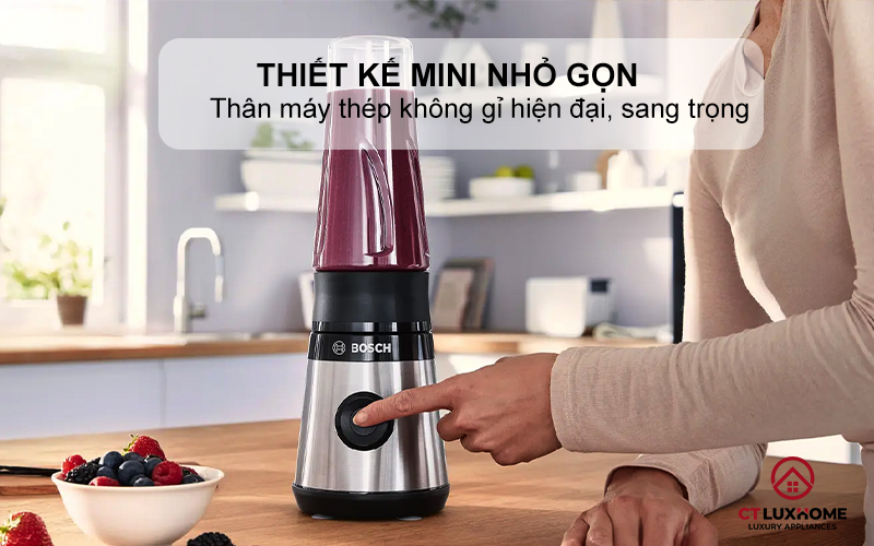 MÁY XAY SINH TỐ MINI BOSCH MMB2111M VITAPOWER SERIE 2 450W THÉP KHÔNG GỈ  1