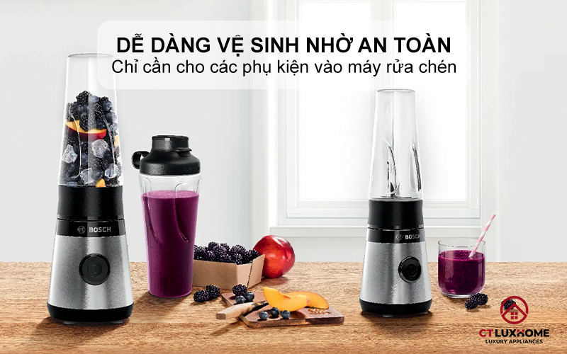 MÁY XAY SINH TỐ MINI BOSCH MMB2111M VITAPOWER SERIE 2 450W THÉP KHÔNG GỈ  6