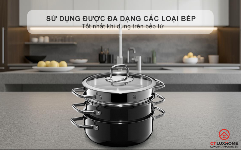 Sử dụng được đa dạng các loại bếp , tốt nhất khi dùng trên bếp từ