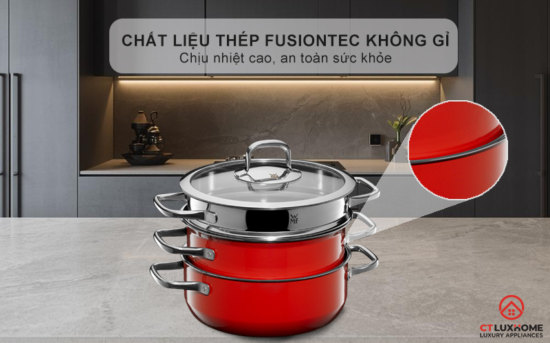 Chất liệu thép Fusiontec không gỉ -  Sáng bóng dẫn từ, giữ nhiệt tốt nhất