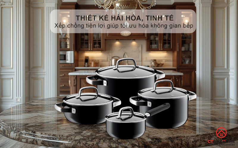 Thiết kế hài hòa, tinh tế - Xếp chồng tiện lợi giúp tối ưu hóa không gian bếp
