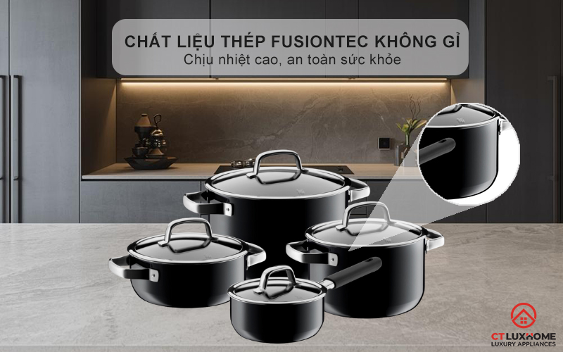 Chất liệu thép Fusiontec không gỉ - Sáng bóng dẫn từ, giữ nhiệt tốt nhất