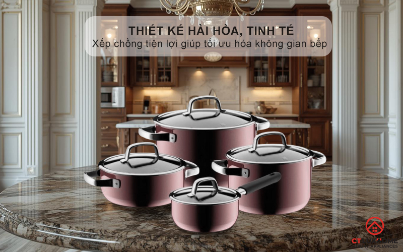 Thiết kế hài hòa, tinh tế - Xếp chồng tiện lợi giúp tối ưu hóa không gian bếp