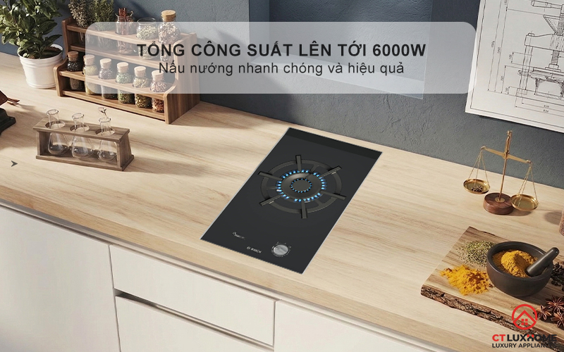BẾP GAS DOMINO BOSCH PRA3A6I10 SERIE 8 30CM MẶT GỐM ĐEN CERAMIC 3