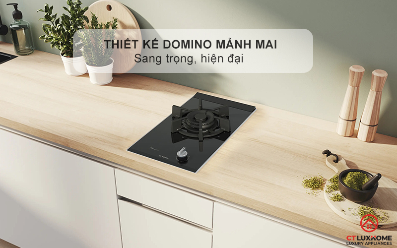 BẾP GAS DOMINO BOSCH PRA3A6I10 SERIE 8 30CM MẶT GỐM ĐEN CERAMIC 1