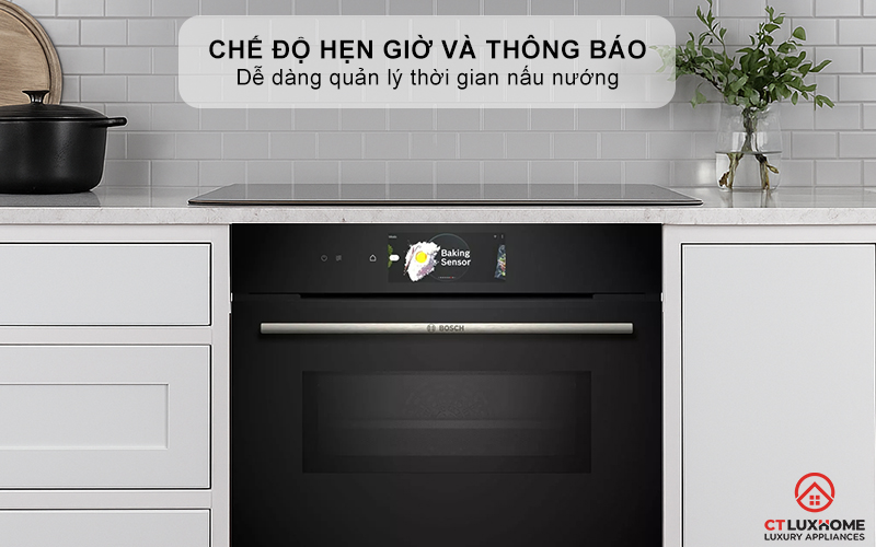 LÒ NƯỚNG ÂM TỦ KẾT HỢP VI SÓNG BOSCH CMG778NB1 SERIE 8 MÀU ĐEN 45 LÍT 15