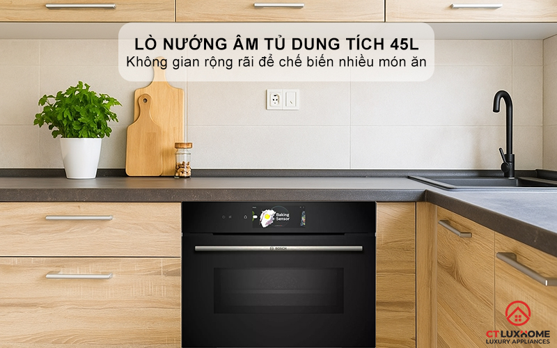 LÒ NƯỚNG ÂM TỦ KẾT HỢP VI SÓNG BOSCH CMG778NB1 SERIE 8 MÀU ĐEN 45 LÍT 2