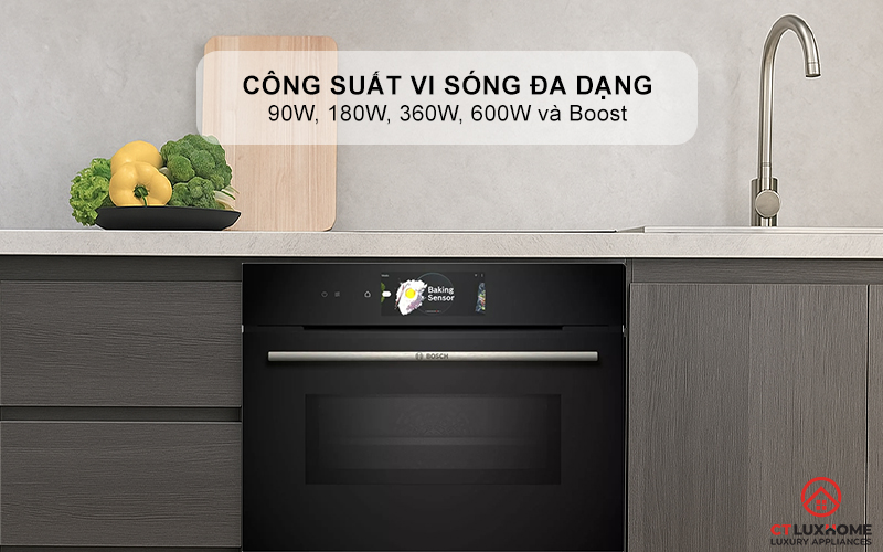LÒ NƯỚNG ÂM TỦ KẾT HỢP VI SÓNG BOSCH CMG778NB1 SERIE 8 MÀU ĐEN 45 LÍT 6