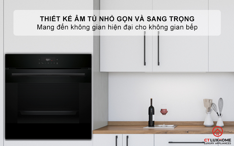 Thiết kế âm tủ sang trọng và hiện đại, tạo sự thẩm mỹ cho không gian bếp