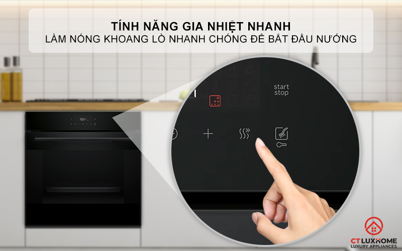 Chế độ gia nhiệt nhanh Rapid Heating giúp tiết kiệm thời gian nướng hơn