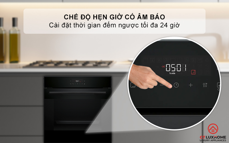 Chế độ hẹn giờ có âm báo với thời gian hẹn tối đa 24 giờ