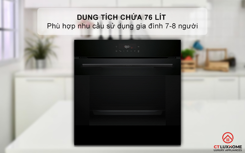 Dung tích nướng 76 lít phù hợp sử dụng cho gia đình đông người