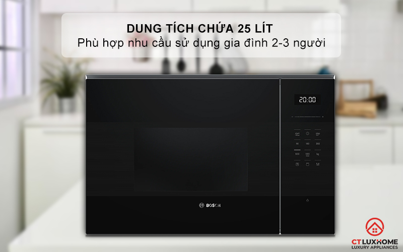 Dung tích vi sóng 25 lít phù hợp cho gia đình 2-3 thành viên