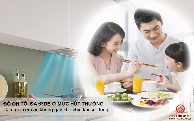 Độ ồn yên tĩnh 63dB tạo cảm giác êm ái, không gây khó chịu khi sử dụng