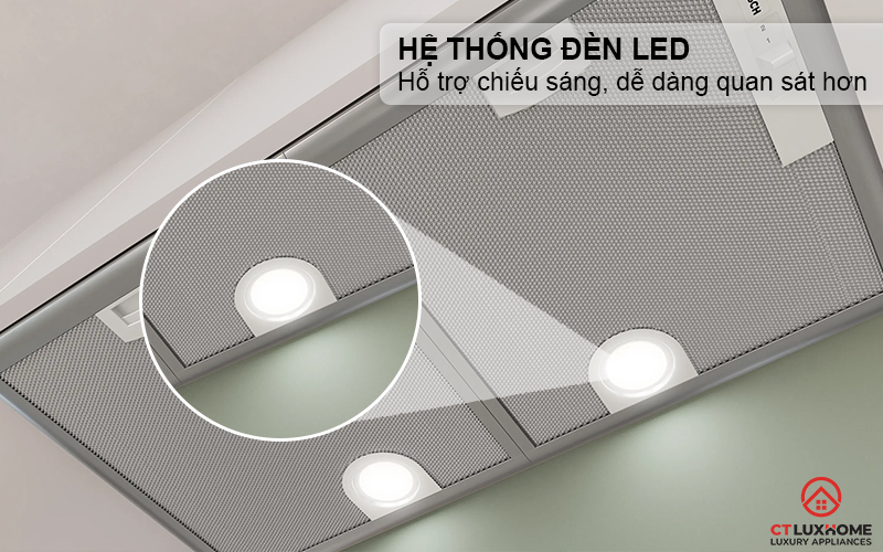 Hệ thống đèn LED chiếu sáng, dễ dàng quan sát căn bếp khi sử dụng