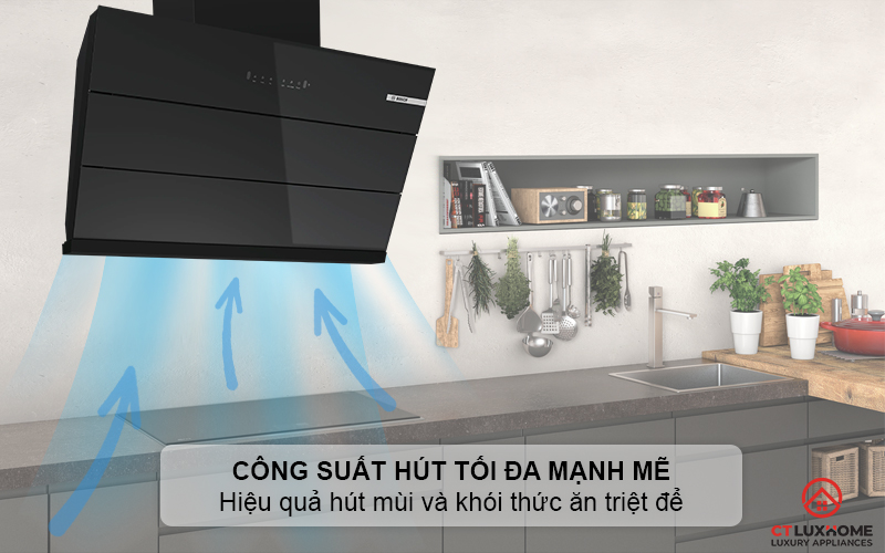 Công suất hút tối đa mạnh mẽ đảm bảo không gian bếp trong sạch, thoáng đãng