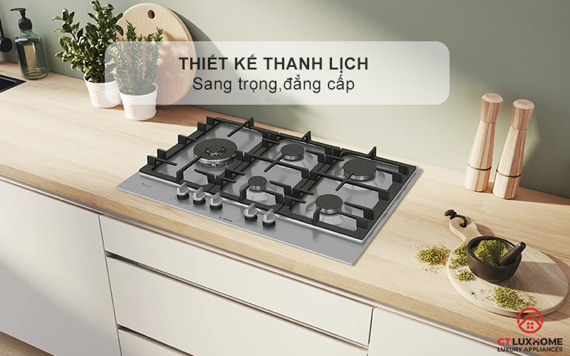 BẾP GAS 5 VÙNG NẤU BOSCH PCS7A5I90 MÀU INOX SERIES 6 1