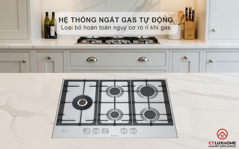 BẾP GAS 5 VÙNG NẤU BOSCH PCS7A5I90 MÀU INOX SERIES 6 7