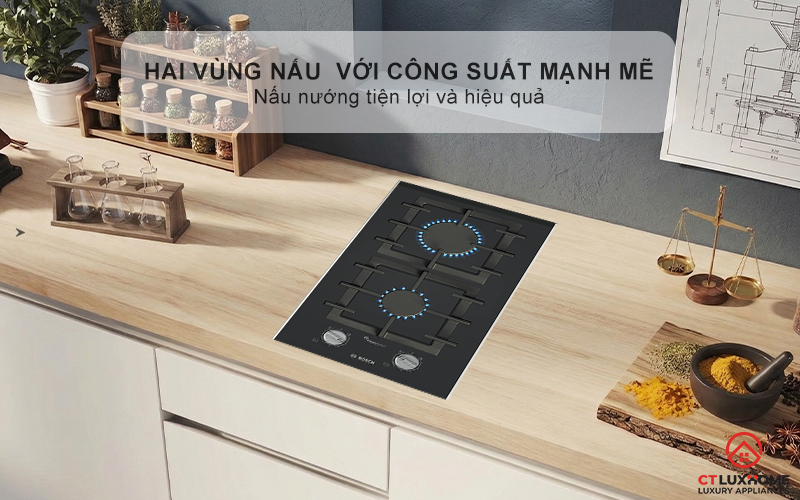 BẾP GAS 2 VÙNG NẤU BOSCH PRB3A6I40 MÀU ĐEN SERIES 8 3