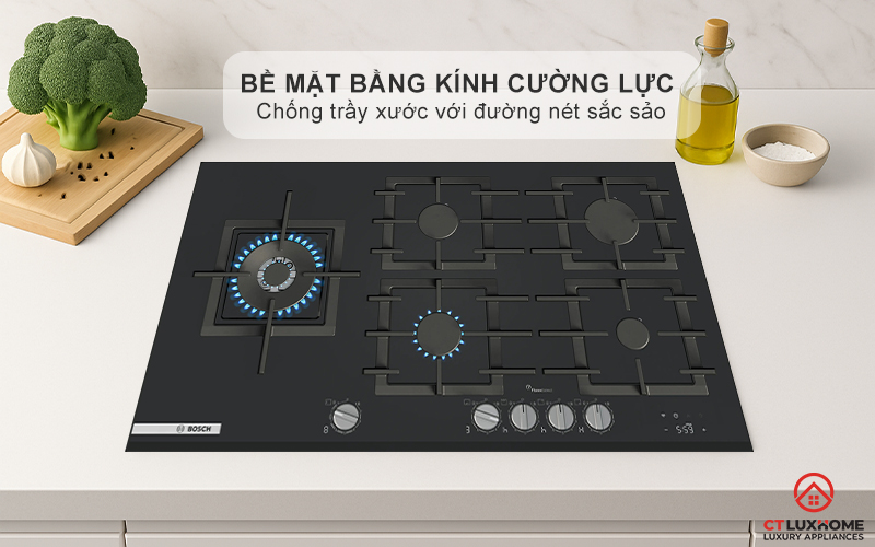 BẾP GAS 5 VÙNG NẤU BOSCH PRS9A6H40 MÀU ĐEN SERIES 8 2