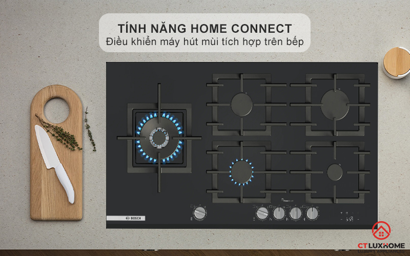 BẾP GAS 5 VÙNG NẤU BOSCH PRS9A6H40 MÀU ĐEN SERIES 8 6