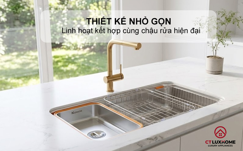 CHẬU RỬA MINI KONOX COLANDER SINK CD SMART 8047 VIỀN CAM 1