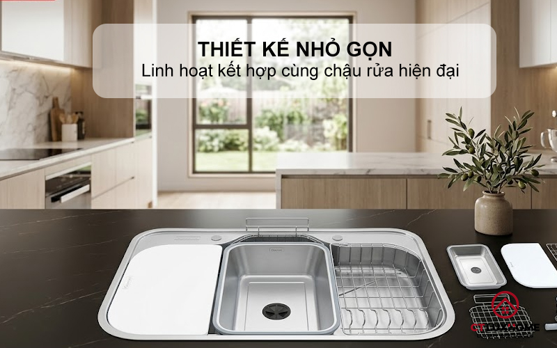 CHẬU RỬA MINI KONOX COLANDER SINK CD SMART 8047 VIỀN XÁM 1