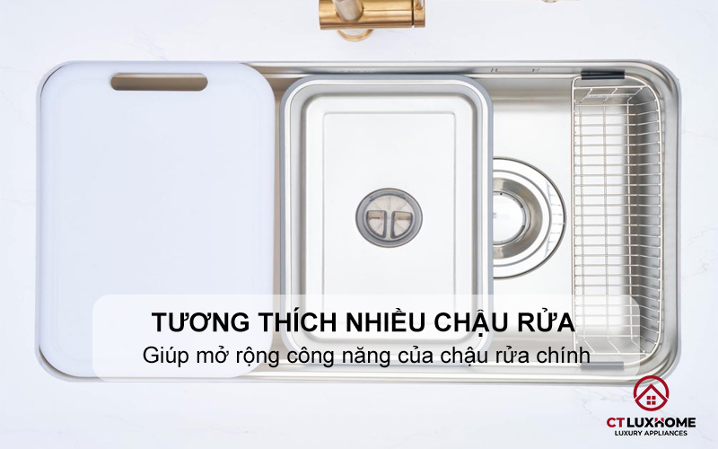 CHẬU RỬA MINI KONOX COLANDER SINK CD SMART 8047 VIỀN XÁM 5