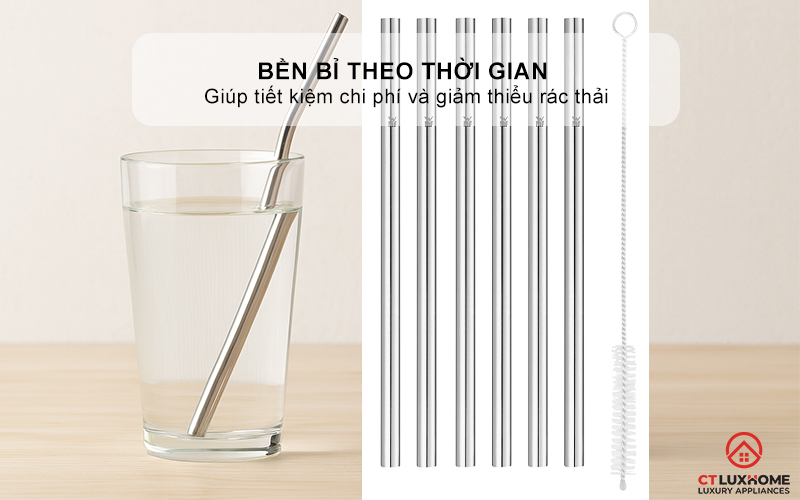 BỘ ỐNG HÚT WMF BARIC STRAW CROMARGAN 6CS, STRAIGHT WITH CLEANING BRUSH H18CM 0608976040 3