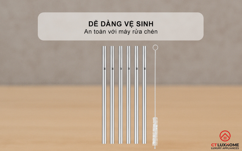 BỘ ỐNG HÚT WMF BARIC STRAW CROMARGAN 6CS, STRAIGHT WITH CLEANING BRUSH H18CM 0608976040 4